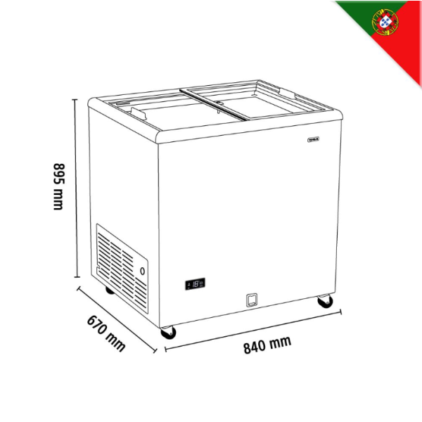 Καταψύκτης 222lt με ίσια συρόμενα κρύσταλλα TENSAI ICE220