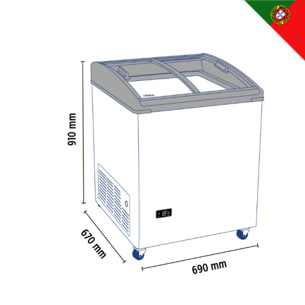 Καταψύκτης 170lt με κουρμπαριστά συρόμενα κρύσταλλα TENSAI TCHC170