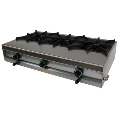 Εστία υγραερίου με 3 εστίες με χρωμιωμένη σχάρα SERGAS FL36 