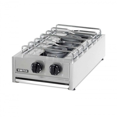 Επιτραπέζια εστία υγραερίου διπλή 14kw με σχάρα χρωμίου VIMITEX 202S